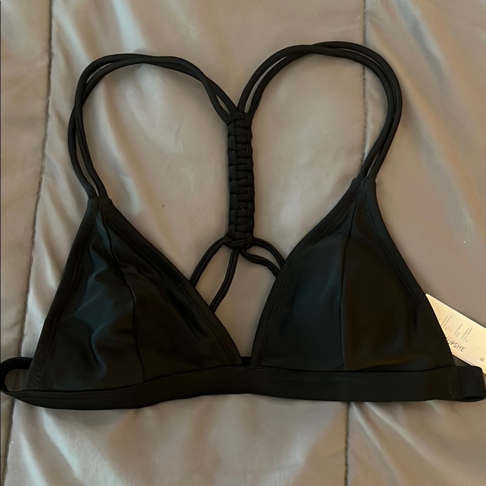 Cupshe Black Braided Back Bralette